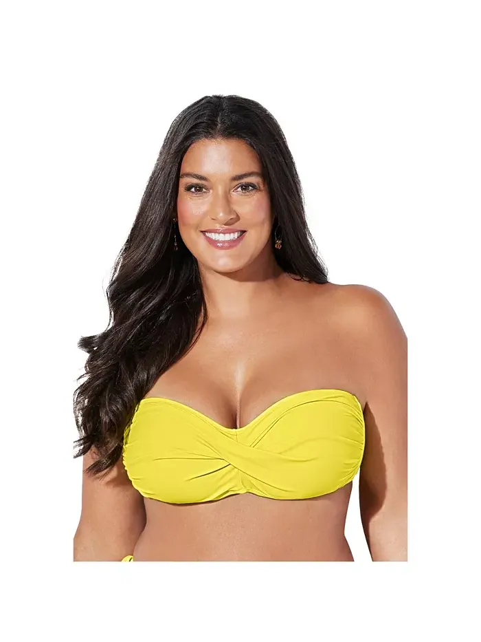 Женский бикини-топ-бандо со сборками на День святого Валентина Swimsuits for All — изображение 1 из 2, зеленый