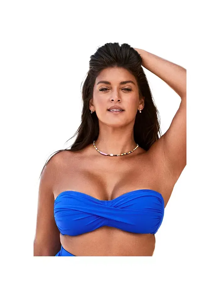 Женский бикини-топ-бандо со сборками на День святого Валентина Swimsuits for All — изображение 1 из 2, королевский
