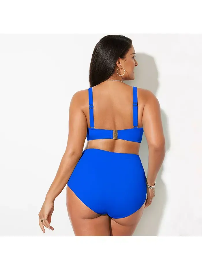 Женский бикини-топ-бандо со сборками на День святого Валентина Swimsuits for All — изображение 2 из 2, королевский