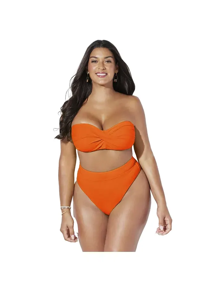 Женский бикини-топ-бандо со сборками на День святого Валентина Swimsuits for All — изображение 1 из 2, папайя
