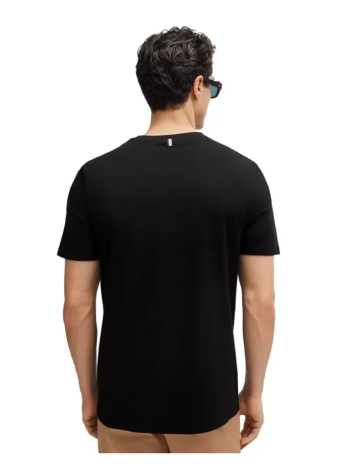 Мужская футболка из мерсеризованного хлопка Slim-Fit Hugo Boss — изображение 3 из 4, черный