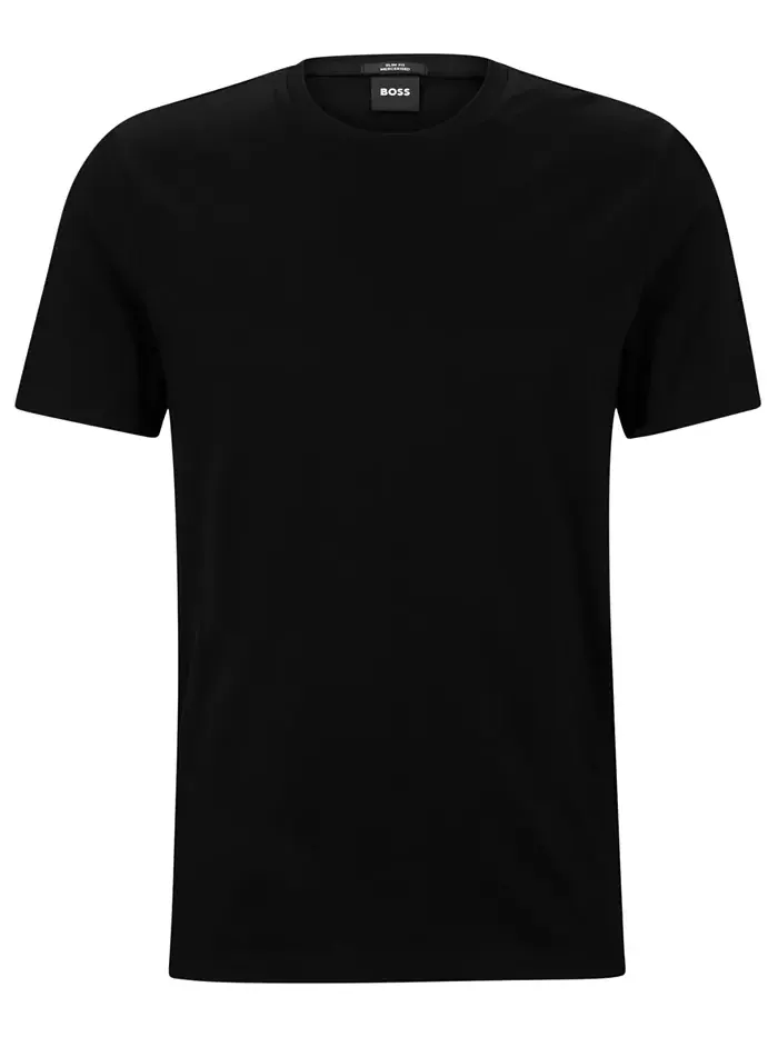Мужская футболка из мерсеризованного хлопка Slim-Fit Hugo Boss — изображение 4 из 4, черный