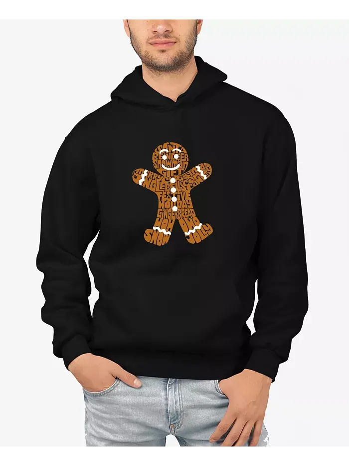 Мужская худи с принтом Gingerbread Word Art LA Pop Art — изображение 1 из 3, черный