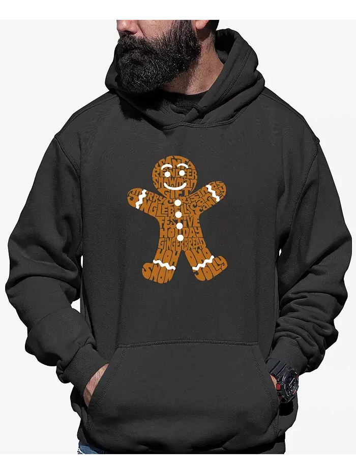 Мужская худи с принтом Gingerbread Word Art LA Pop Art — изображение 1 из 2, темный серый