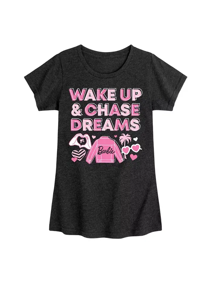 Футболка с коротким рукавом и принтом "Big Girls Wake Up Chase Dreams" Barbie — изображение 1 из 3, черный