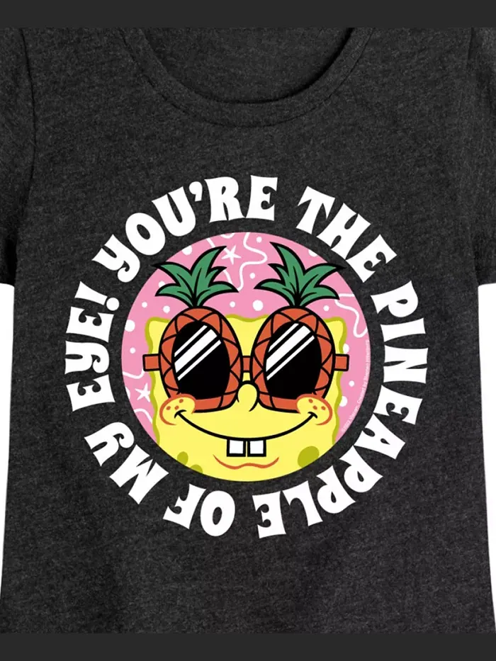 Футболка с коротким рукавом и принтом "Pineapple Of My Eyes" для девочек постарше SpongeBob — изображение 3 из 3, черный