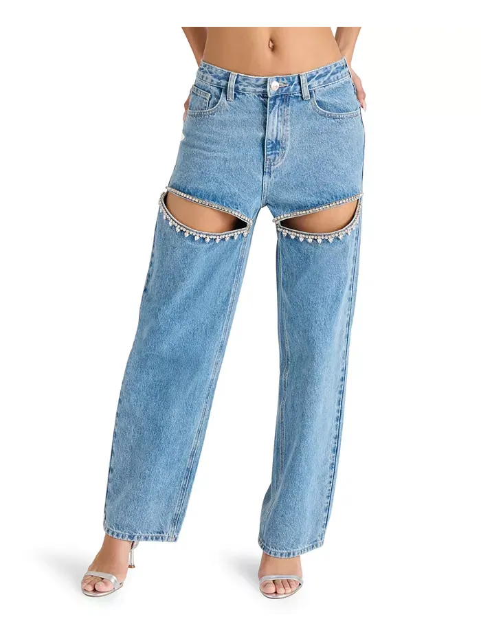 Женские хлопковые брюки Taylor Bedazzled Steve Madden — изображение 4 из 5, синий