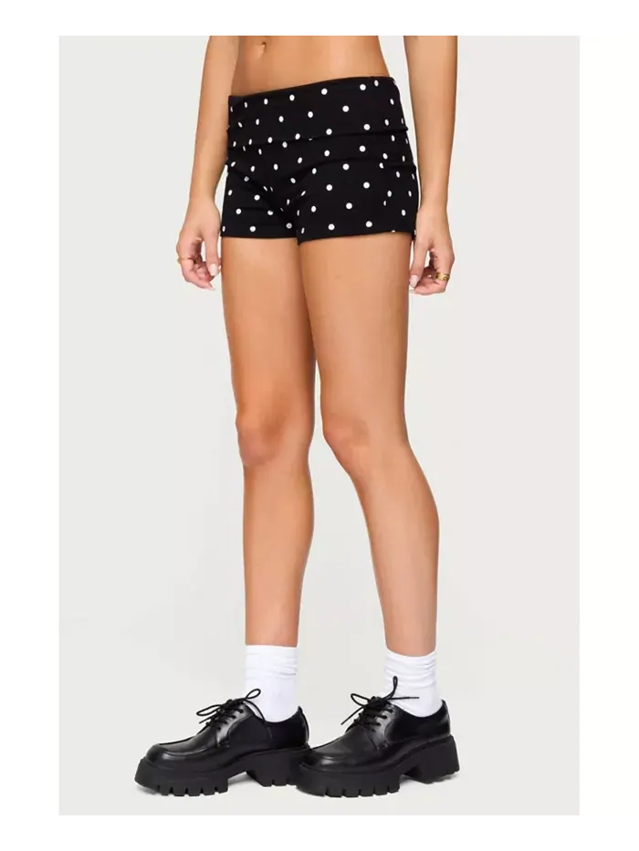 Женские шорты Chelsie Polka Dot с отворотом Edikted — изображение 3 из 5, черный--белый