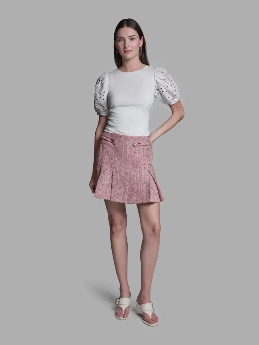 Женская плиссированная мини-юбка BCBG — изображение 2 из 6, красный мульти