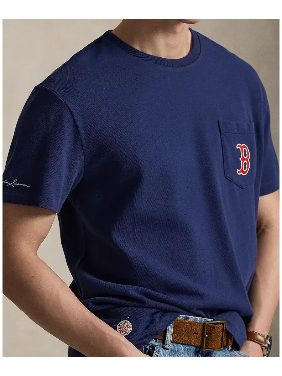 Мужская футболка классического кроя Polo Ralph Lauren, темно-cobalt — изображение 3 из 5, кобальт