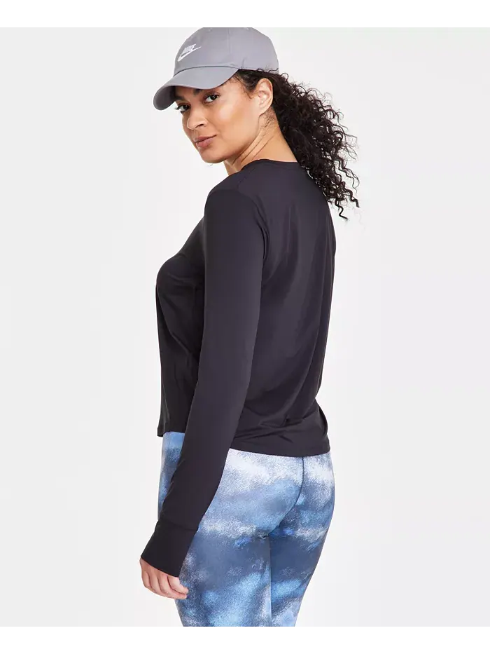 Женский топ One Classic Dri-FIT с длинными рукавами Nike — изображение 4 из 9, черный