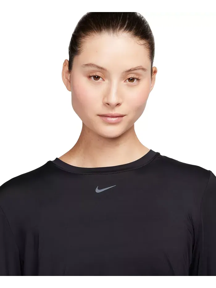 Женский топ One Classic Dri-FIT с длинными рукавами Nike — изображение 7 из 9, черный