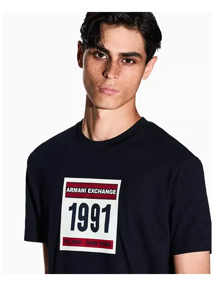 Мужская футболка Grid Box 1991 с логотипом A|X Armani Exchange — изображение 4 из 5, синий