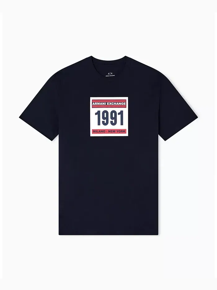 Мужская футболка Grid Box 1991 с логотипом A|X Armani Exchange — изображение 5 из 5, синий