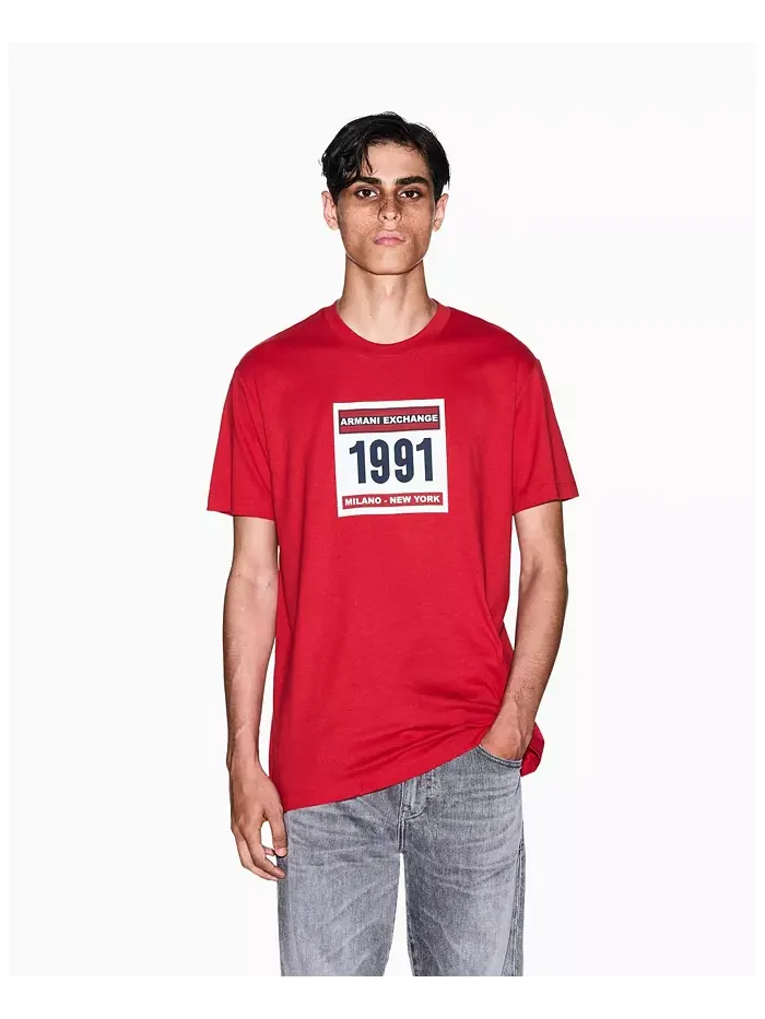 Мужская футболка Grid Box 1991 с логотипом A|X Armani Exchange — изображение 1 из 5, красный