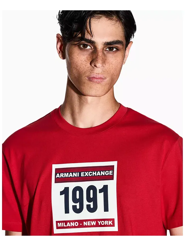 Мужская футболка Grid Box 1991 с логотипом A|X Armani Exchange — изображение 4 из 5, красный