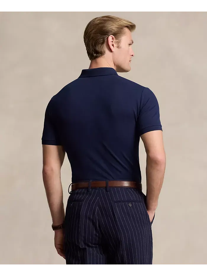 Мужская классическая поло с сетчатой тканью и стретч-эффектом Polo Ralph Lauren — изображение 2 из 4, синий