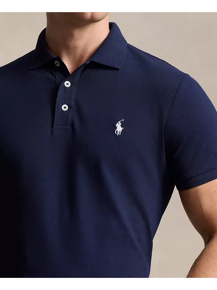 Мужская классическая поло с сетчатой тканью и стретч-эффектом Polo Ralph Lauren — изображение 3 из 4, синий