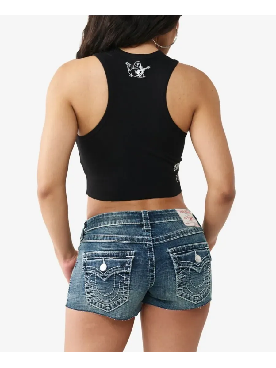 Женская майка-борцовка в рубчик True Religion — изображение 3 из 3, черный
