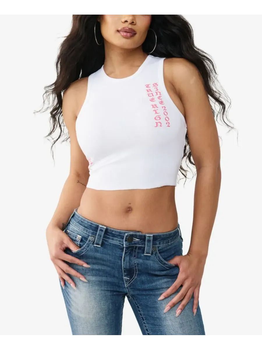 Женская майка-борцовка в рубчик True Religion — изображение 1 из 3, белый