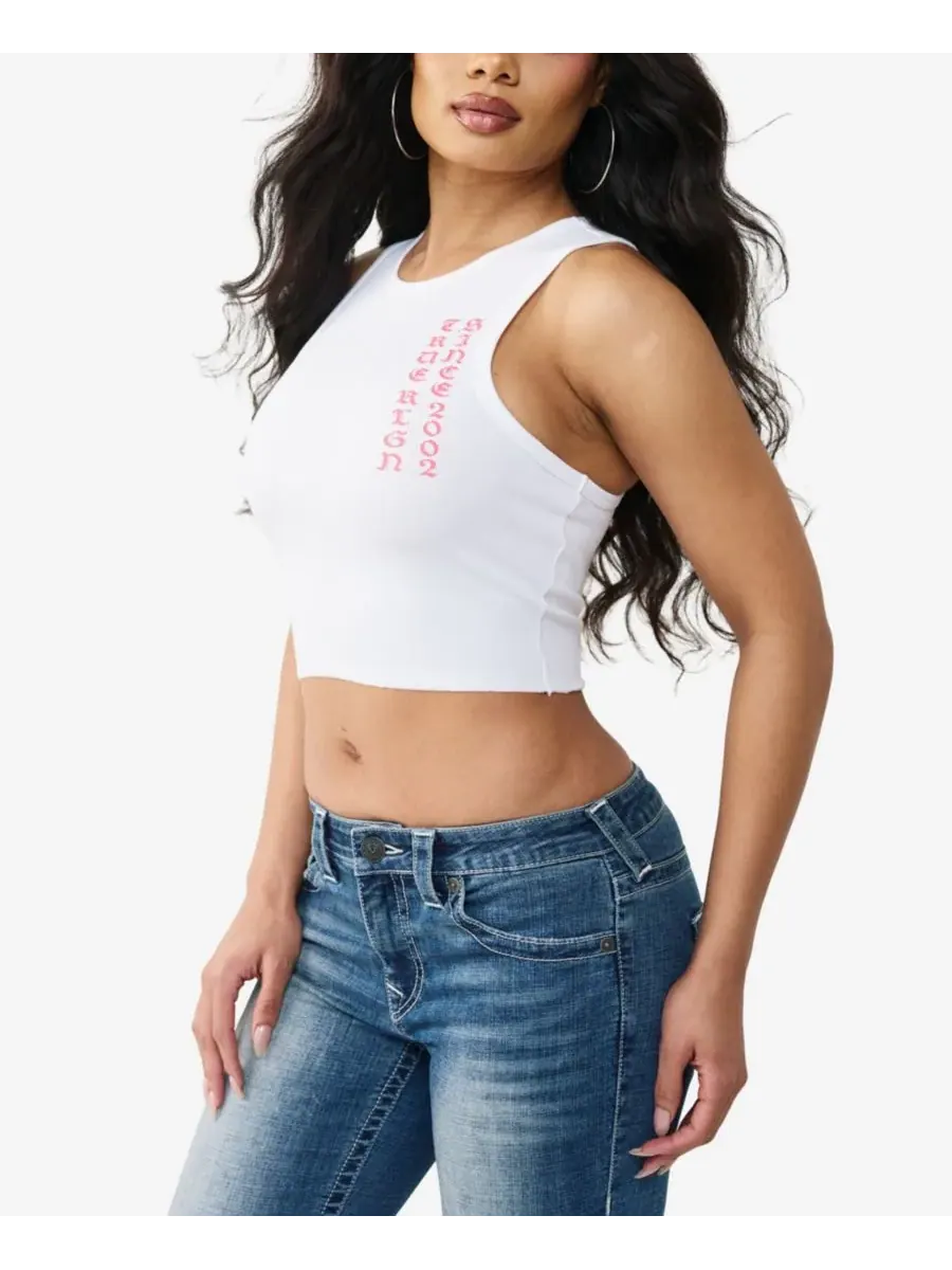 Женская майка-борцовка в рубчик True Religion — изображение 2 из 3, белый
