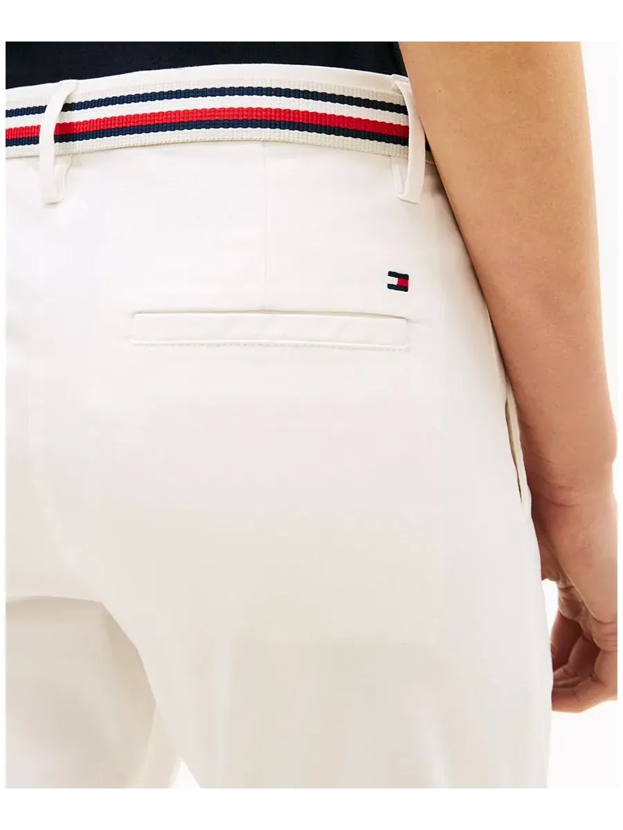 Женские узкие брюки-чиносы из саржи с поясом Tommy Hilfiger — изображение 3 из 4, экру