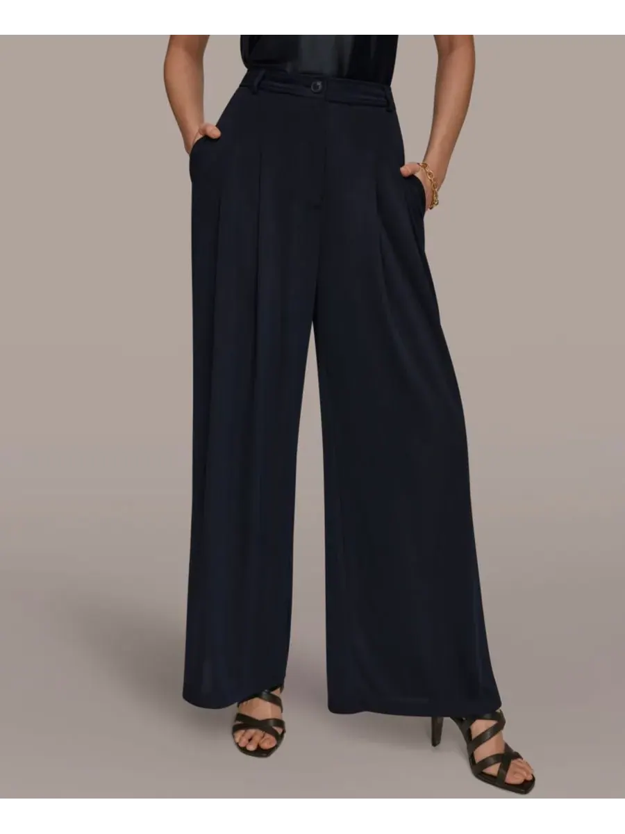 Женские плиссированные брюки на молнии Donna Karan New York — изображение 1 из 6, черный