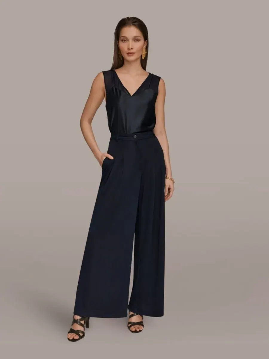 Женские плиссированные брюки на молнии Donna Karan New York — изображение 5 из 6, черный