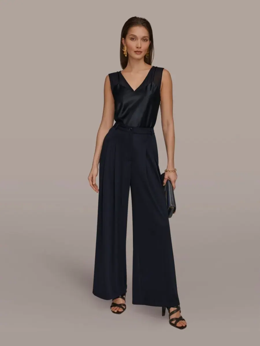 Женские плиссированные брюки на молнии Donna Karan New York — изображение 6 из 6, черный