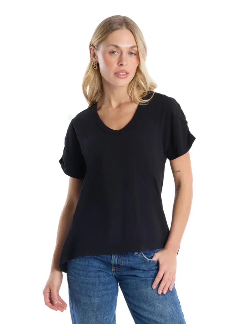 Женская футболка WILT с присборенными рукавами WILT Clothing — черный