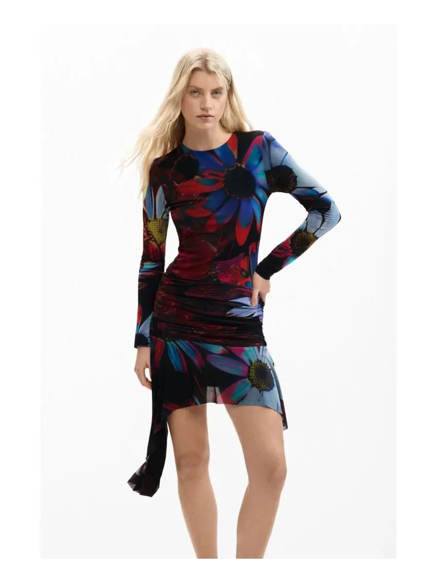 Женское асимметричное платье с принтом Desigual — изображение 1 из 5, черный