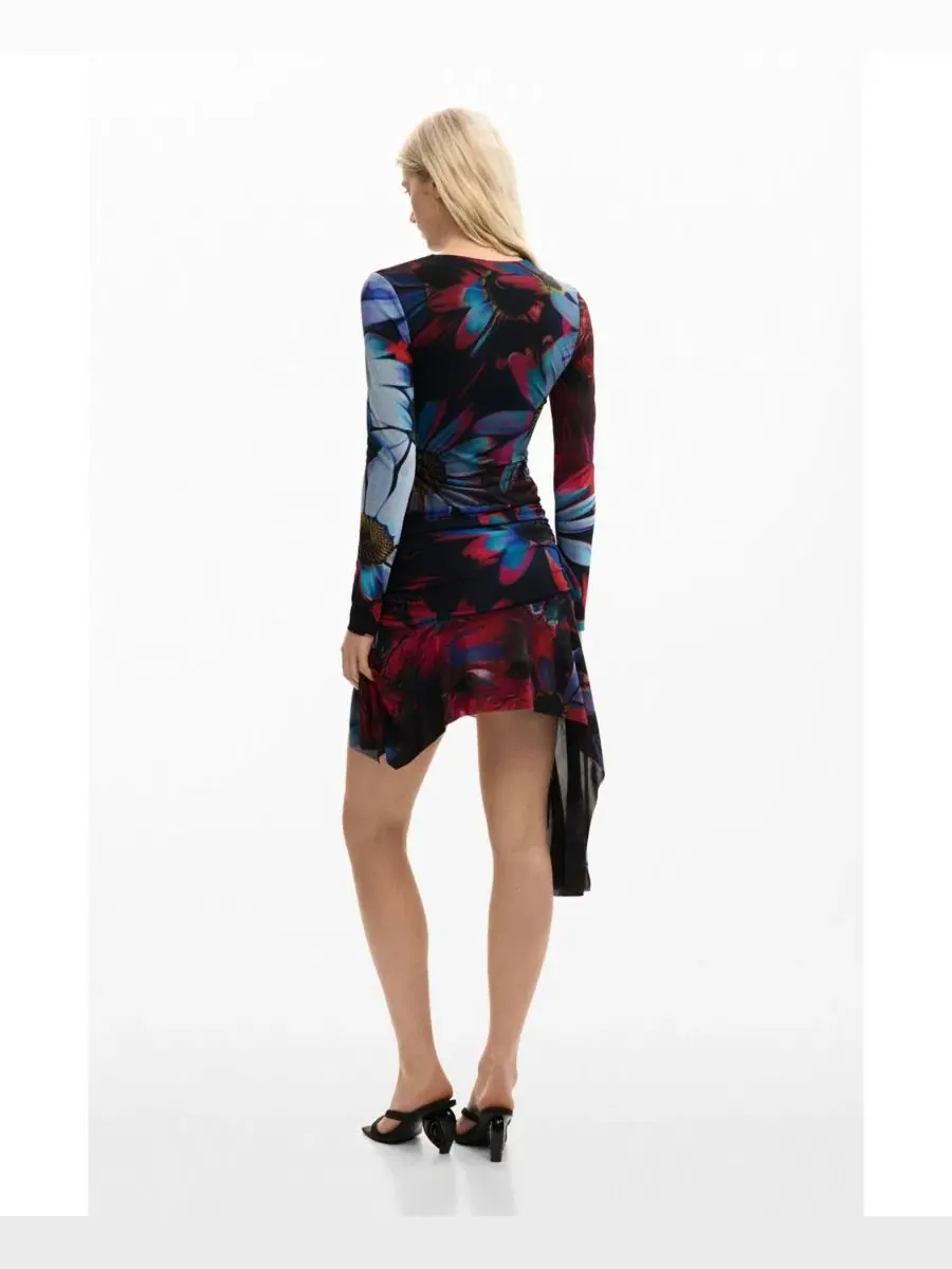 Женское асимметричное платье с принтом Desigual — изображение 2 из 5, черный