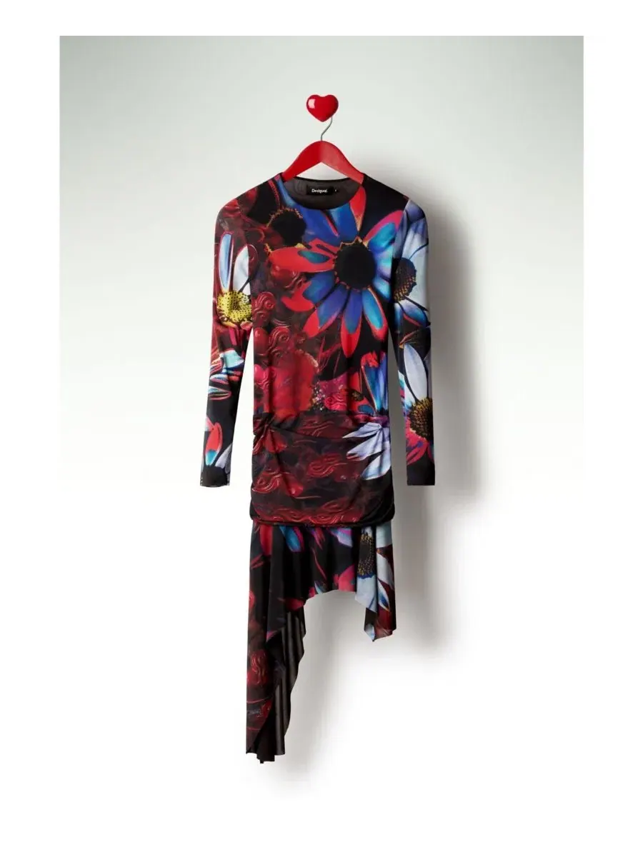 Женское асимметричное платье с принтом Desigual — изображение 4 из 5, черный