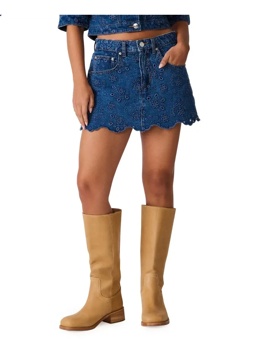 Женская юбка-шорты Delilah Eyelet Non-Stretch Skort Steve Madden — изображение 1 из 6, синий