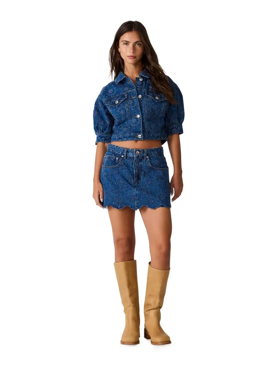 Женская юбка-шорты Delilah Eyelet Non-Stretch Skort Steve Madden — изображение 2 из 6, синий