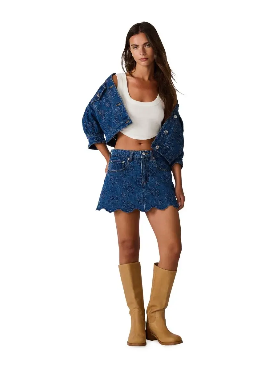 Женская юбка-шорты Delilah Eyelet Non-Stretch Skort Steve Madden — изображение 3 из 6, синий