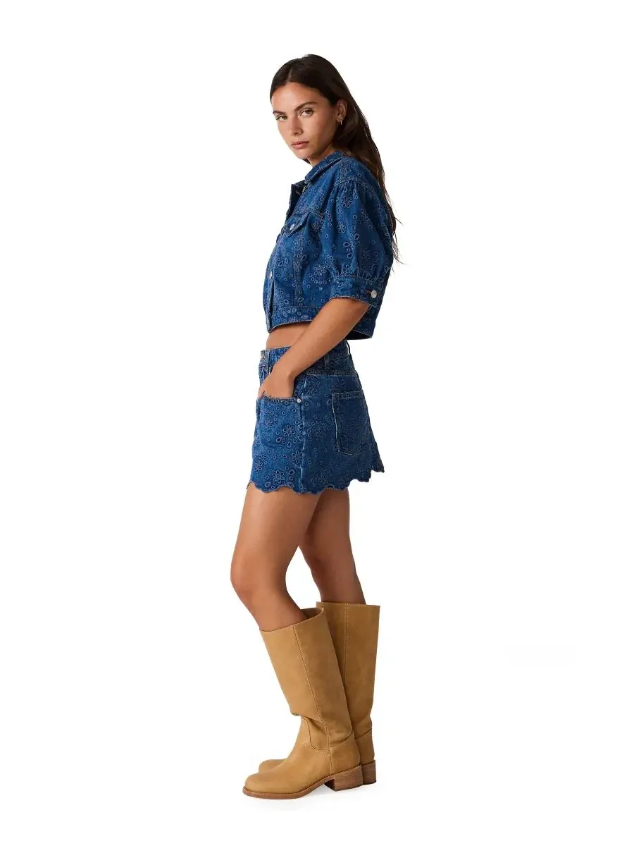 Женская юбка-шорты Delilah Eyelet Non-Stretch Skort Steve Madden — изображение 4 из 6, синий
