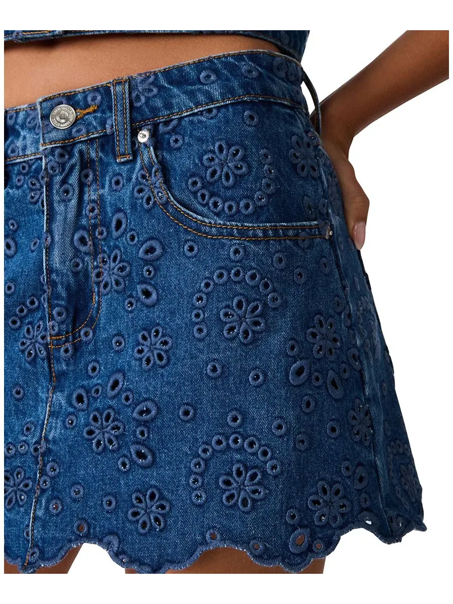 Женская юбка-шорты Delilah Eyelet Non-Stretch Skort Steve Madden — изображение 5 из 6, синий