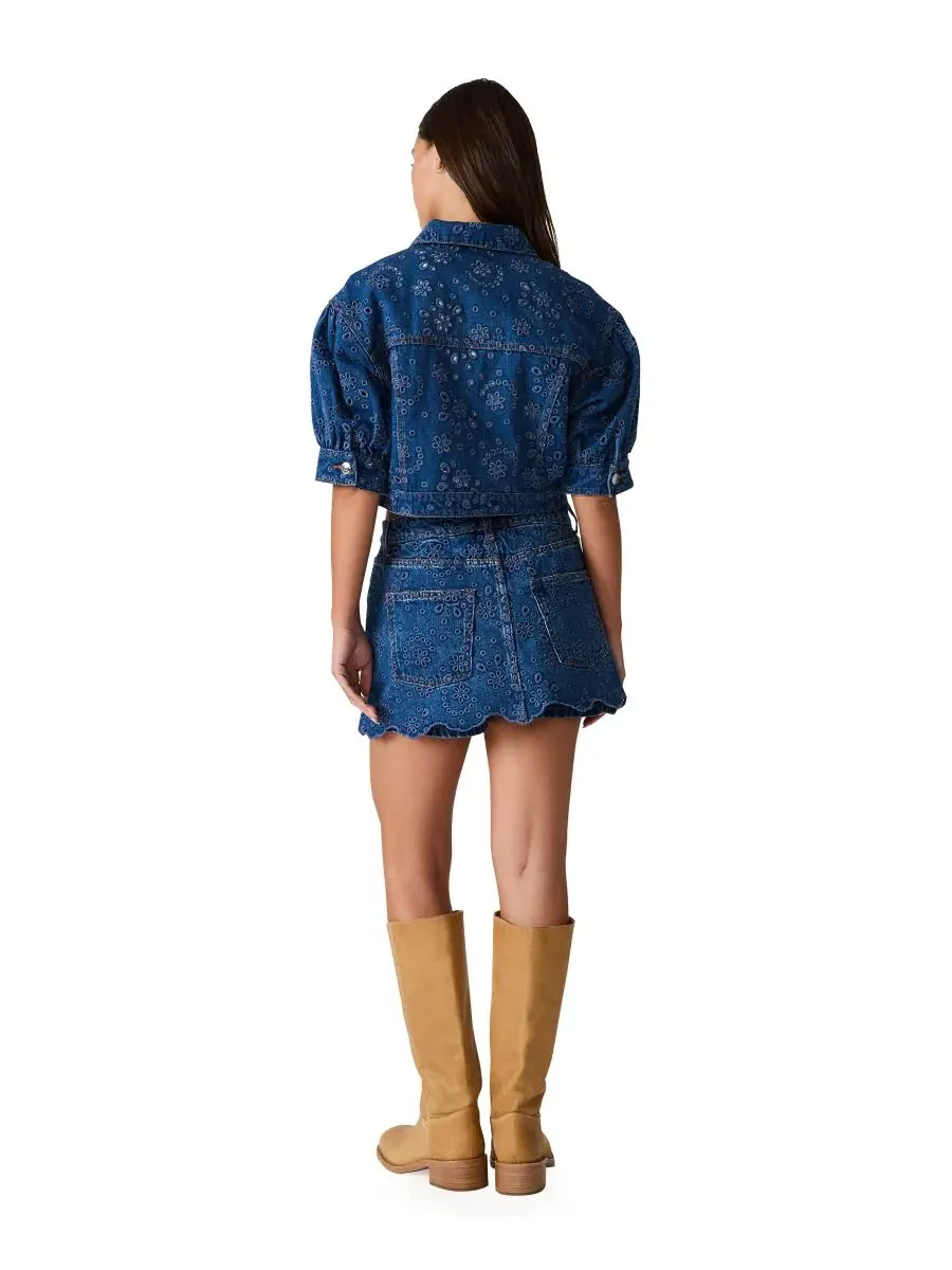 Женская юбка-шорты Delilah Eyelet Non-Stretch Skort Steve Madden — изображение 6 из 6, синий