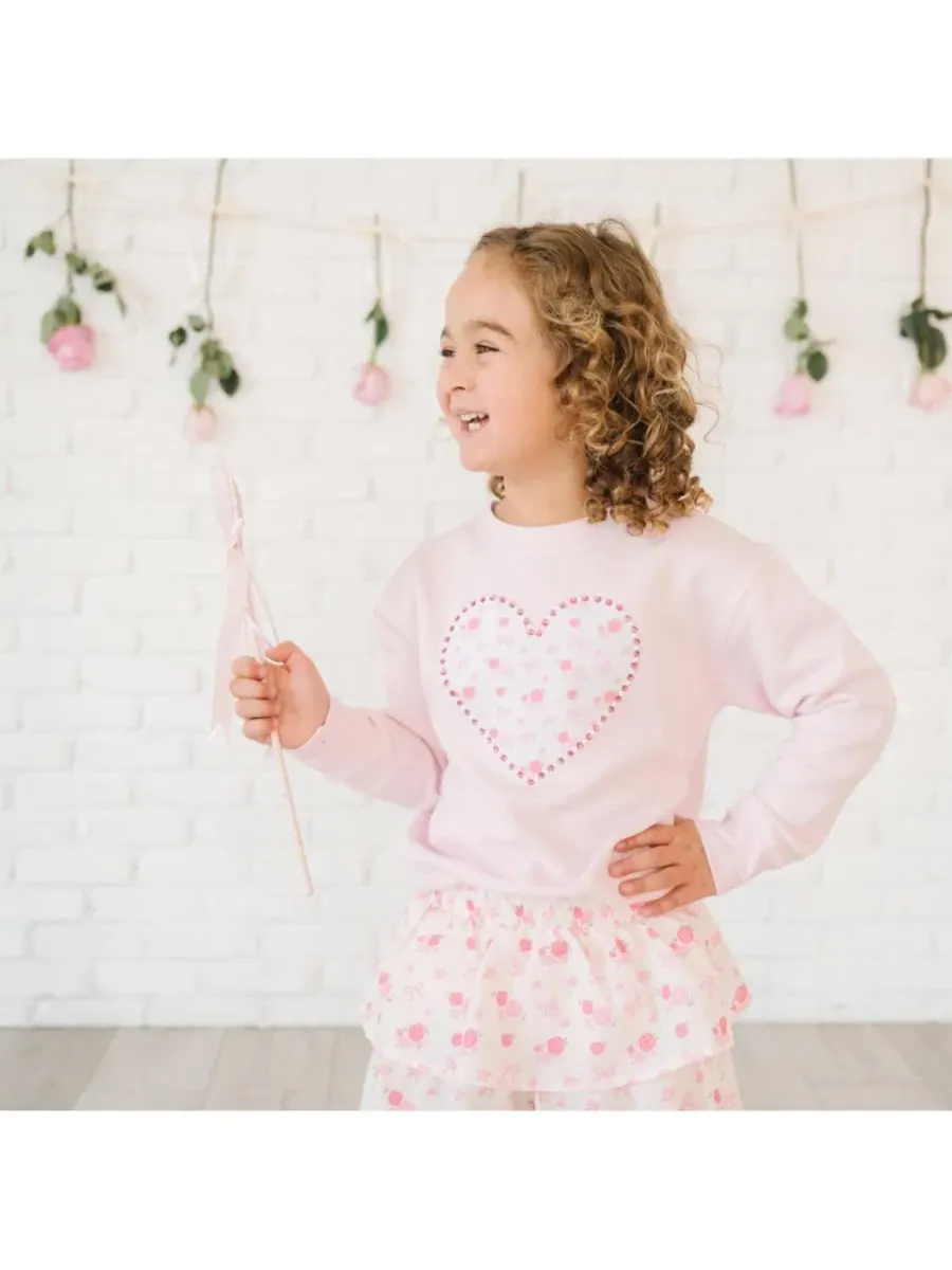 Маленькая детская толстовка с нежной розой, жемчугом и сердечком Sweet Wink — изображение 3 из 4, розовый