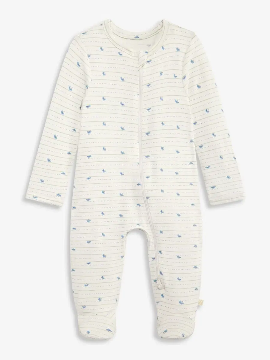 Детский комбинезон Everyday Baby Essentials для мальчиков с принтом птиц и двусторонней молнией — изображение 1 из 4, серый