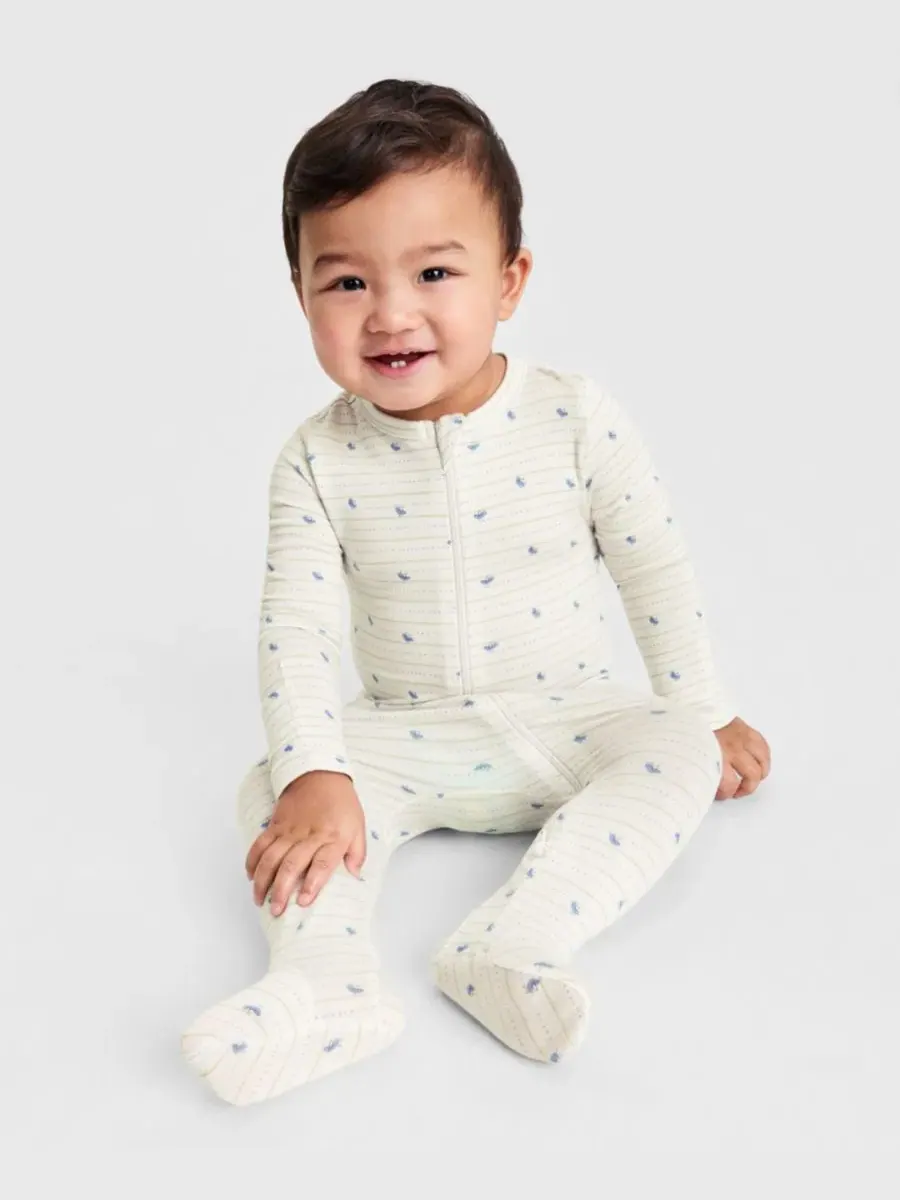 Детский комбинезон Everyday Baby Essentials для мальчиков с принтом птиц и двусторонней молнией — изображение 2 из 4, серый