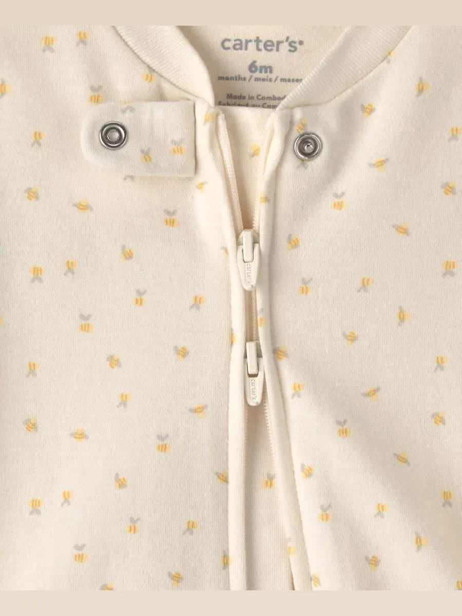 Детский комбинезон Baby Girl's Bee с двусторонней молнией Carter'S — изображение 2 из 5, белый