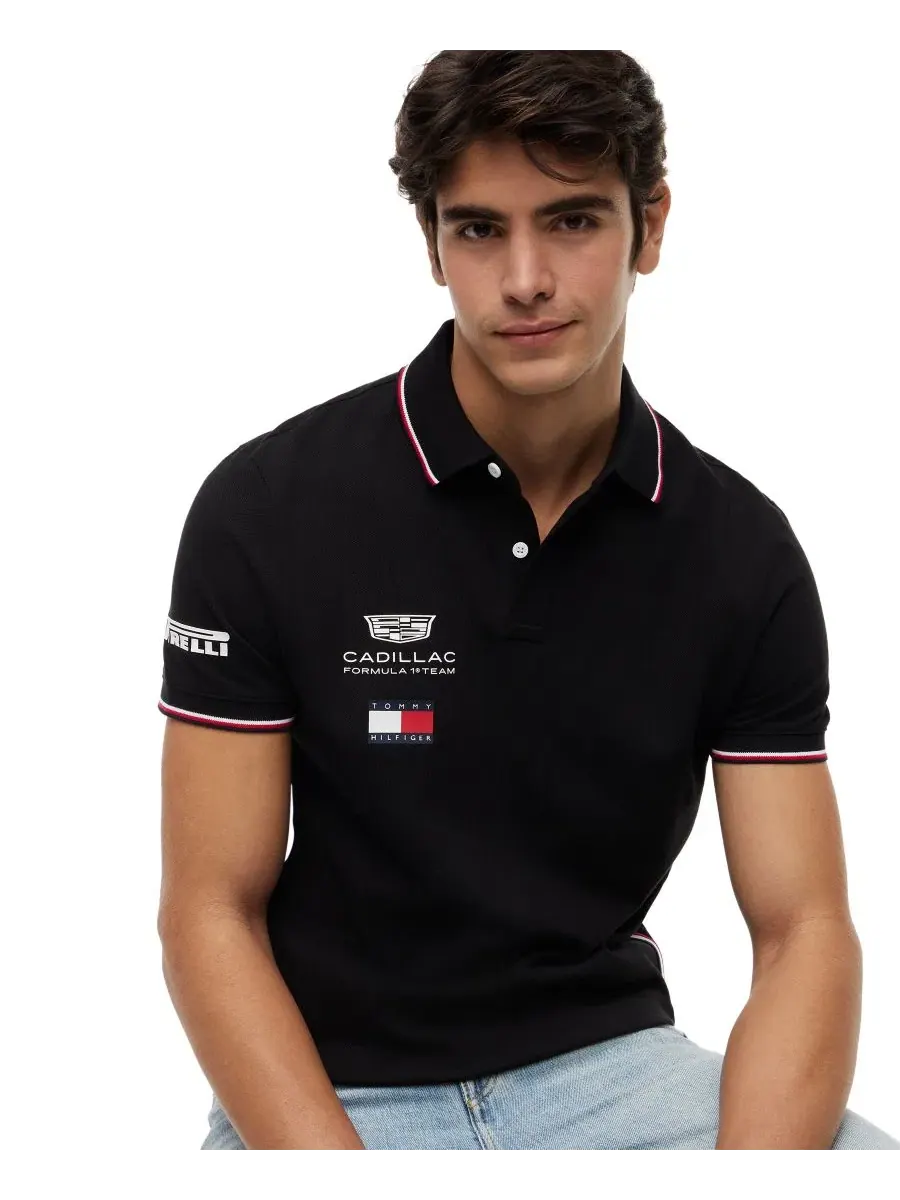 Мужская реплика поло Cadillac F1 с коротким рукавом Tommy Hilfiger — изображение 2 из 4, черный