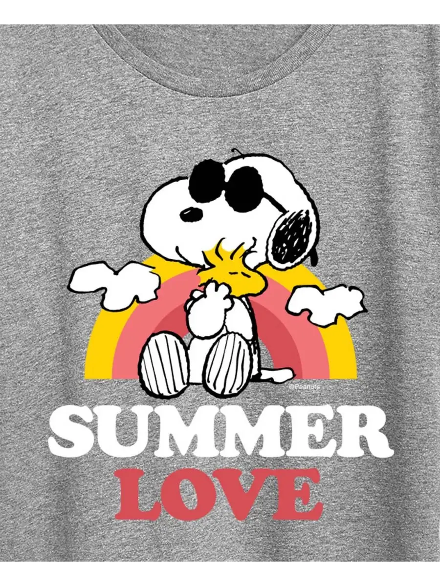 Футболка с коротким рукавом и графическим принтом "Peanuts Summer Love" с изображением Снупи и — изображение 2 из 3, серый