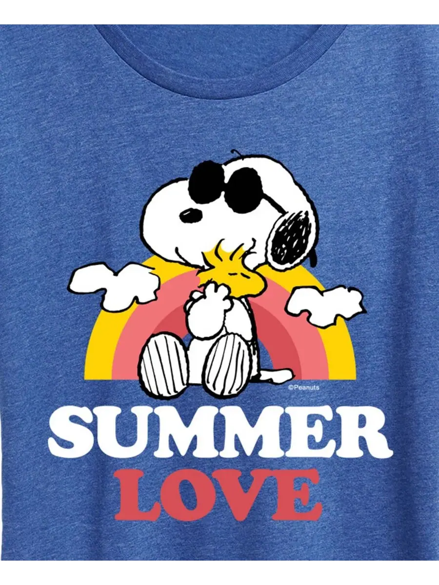 Футболка с коротким рукавом и графическим принтом "Peanuts Summer Love" с изображением Снупи и — изображение 2 из 3, синий