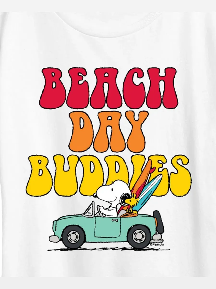 Футболка с коротким рукавом и графическим принтом "Peanuts Beach Day Buddies" для полных женщин — изображение 2 из 3, белый