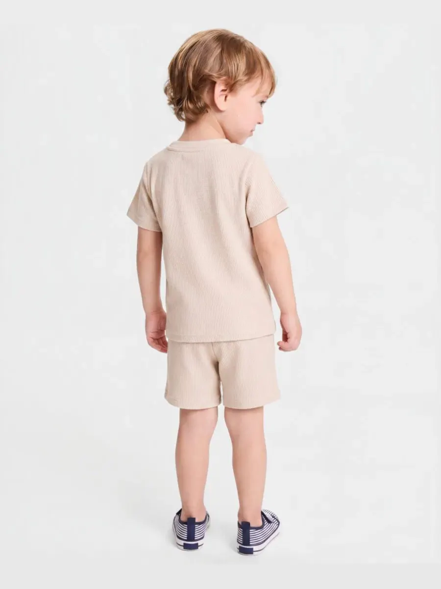Детская футболка-поло с вафельной текстурой, размер 2T-4T First Impressions — изображение 4 из 5, серебристый