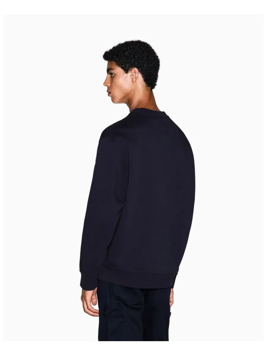 Мужская флисовая толстовка с круглым вырезом и логотипом Icon A|X Armani Exchange — изображение 2 из 4, глубокий темно-синий