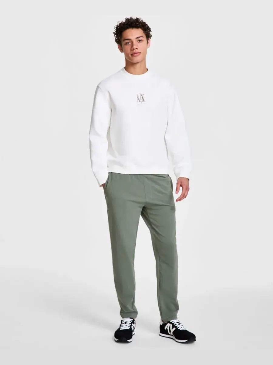 Мужская флисовая толстовка с круглым вырезом и логотипом Icon A|X Armani Exchange — изображение 2 из 4, белый